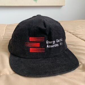 Vintage Black Corduroy Cap Energy Electric Assembly Inc.